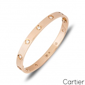 Cartier Rose Gold Full Diamond Love Bracelet Size 19 B6040619 Cartier Rose Gold Full Diamond Love Bracelet Size 19 B6040619